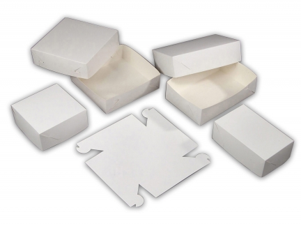 Kage&aelig;ske nr. 1 h&oslash;j hvid 150x150x80mm 500stk/pak