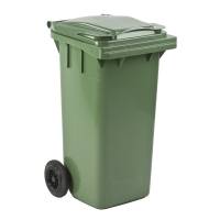 Affaldscontainer, 120 l, grøn, plast, 120 l, UV-resistent, til tungt affald og udendørs *Denne vare tages ikke retur*