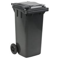 Affaldscontainer, 120 l, grå, plast, 120 l, UV-resistent, til tungt affald og udendørs