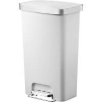 Pedalspand, EKO Hana, hvid, plast/rustfrit stål, 1-rums, 45 l, med hjul og soft close