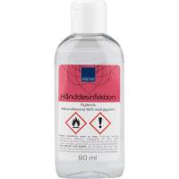 H&aring;nddesinfektion, ABENA, 80 ml, 85% alkohol, med glycerin, flaske med klapl&aring;g, flydende