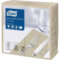 Middagsserviet, Tork Advanced, 2-lags, 1/8 fold, 39x39cm, natur, genanvendt papir *Denne vare tages ikke retur*