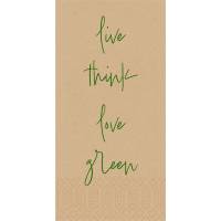 Middagsserviet, Love Green, 3-lags, 1/8 fold, 40x40cm, natur, nyfiber *Denne vare tages ikke retur*