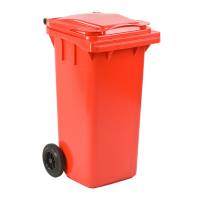 Affaldscontainer, rød, plast, 120 l, UV-resistent, til tungt affald og udendørs *Denne vare tages ikke retur*