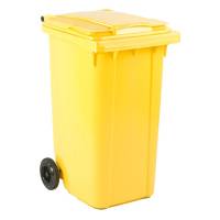 Affaldscontainer, gul, plast, 240 l, UV-resistent, til tungt affald og udendørs *Denne vare tages ikke retur*