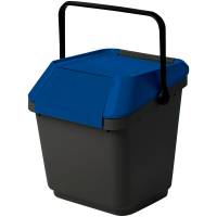 Affaldsspand, EasyMax, grå, plast, 35 l, med blå låg, stabelbar *Denne vare tages ikke retur*