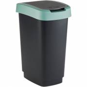 Affaldsspand, Rotho Twist, sort, plast, 25 l, sort låg med grøn kant, til kildesortering