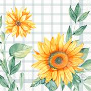 Frokostserviet, Duni, Sunflower Day, 3-lags, 33x33cm, hvid, tissue *Denne vare tages ikke retur*