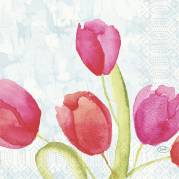 Frokostserviet, Duni, Painted Tulips, 3-lags, 33x33cm, flerfarvet, tissue