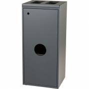 Affaldsspand, Tina Trolleys, grå, pulverlakeret stål, 3-rums, 2x40 l + 20 l, åbent indkast *Denne vare tages ikke retur*