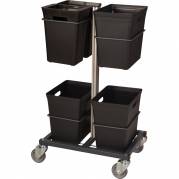 Affaldsvogn, Tina Trolleys, sort, aluminium/plast/pulverlakeret stål, 5-rums, 3x20 l + 2x10 l, til kildesortering *Denne vare tages ikke retur*