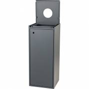 Affaldsspand, Tina Trolleys, grå, pulverlakeret stål, 100 l, med rundt indkast til fx flasker *Denne vare tages ikke retur*