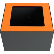 Topindsats, V-Part, orange, pulverlakeret stål, åbent indkast, til modulopbygget affaldsspand, 85 og 90 liter *Denne vare tages ikke retur*