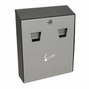 Askebæger, V-Part, sort, pulverlakeret stål, med inderspand, brændhæmmende, til udendørs vægmontering