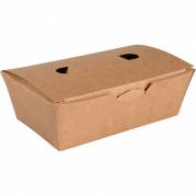Takeaway boks, ABENA Gastro, 14,5x8x5,3cm, 620 ml, brun, pap, med l&aring;g, konisk nr. 2