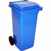 Affaldscontainer, blå, plast, 120 l, til fortrolige papirer, med nøgle, UV-resistent *Denne vare tages ikke retur*