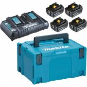 Batteripakke, Makita LXT, 18V, 395x395x215mm, blå, 4x 6,0Ah, dobbelt lynlader *Denne vare tages ikke retur*