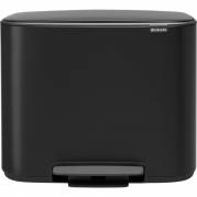 Pedalspand, Brabantia Bo, sort mat, stål, 2-rums, 11+23 l, med plast inderspand og soft close