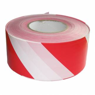 Afsp&aelig;rringsb&aring;nd, r&oslash;d, LDPE, 7,0 cm x 500m, stribet r&oslash;d og hvid