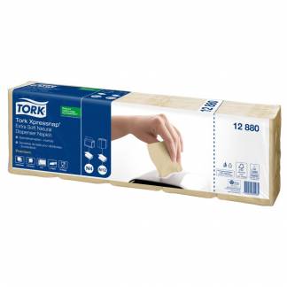 Dispenserserviet, Tork Premium N4, 2-lags, interfold, 21,3x33cm, natur, genanvendt papir