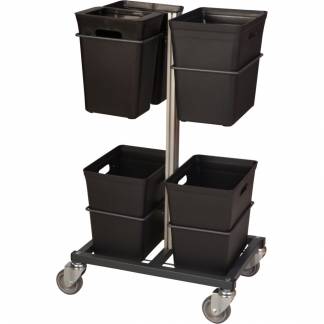 Affaldsvogn, Tina Trolleys, sort, aluminium/plast/pulverlakeret stål, 5-rums, 3x20 l + 2x10 l, til kildesortering *Denne vare tages ikke retur*