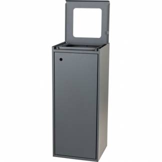 Affaldsspand, Tina Trolleys, grå, pulverlakeret stål, 100 l, med åbent indkast *Denne vare tages ikke retur*