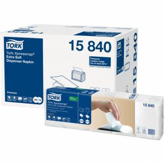 Dispenserserviet, Tork Xpressnap N4 Premium, 2-lags, interfold, 21,3x33cm, hvid, nyfiber, ekstra soft