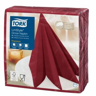 Middagsserviet, Tork Linstyle, 1/4 fold, 39x39cm, vinrød, nonwoven *Denne vare tages ikke retur*