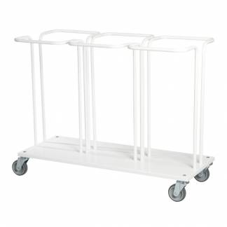 Affaldsstativ, Tina Trolleys, hvid, pulverlakeret stål, 3-rums, 3x60 l