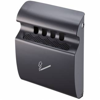 Askebæger, V-Part, grå, pulverlakeret stål, 3 l, med metal inderspand, ilddæmpende, forberedt til udendørs vægmontering inkl. materiale til montering og nøgle