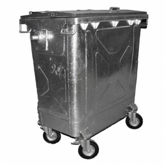 Affaldscontainer, grå, galvaniseret stål, 770 l, UV-resistent, til tungt affald og udendørs *Denne vare tages ikke retur*