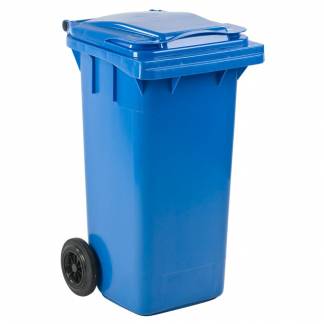 Affaldscontainer, blå, plast, 120 l, UV-resistent, til tungt affald og udendørs *Denne vare tages ikke retur*