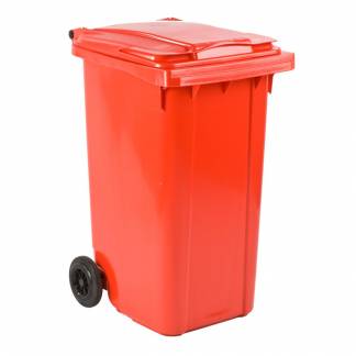 Affaldscontainer, rød, plast, 240 l, UV-resistent, til tungt affald og udendørs *Denne vare tages ikke retur*