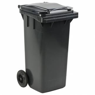 Affaldscontainer, grå, plast, 120 l, UV-resistent, til tungt affald og udendørs