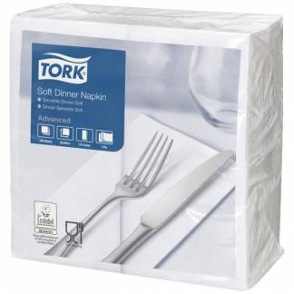 Middagsserviet, Tork Advanced, 3-lags, 1/8 fold, 39x39cm, hvid, nyfiber *Denne vare tages ikke retur*