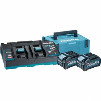 Batteripakke, Makita XGT, 40V, 395x295x215mm, blå, 2x 4,0Ah, dobbelt lynlader