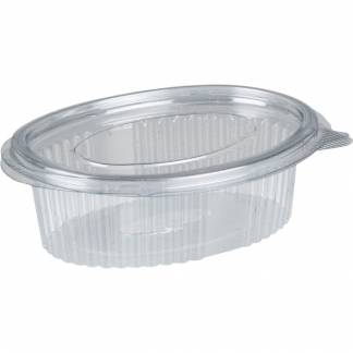 Portionsb&aelig;ger, Oval med h&aelig;ngslet l&aring;g 10,6x8,2x3,1cm, 100 ml, klar, RPET, 