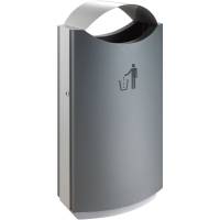 Udendørs affaldsspand, V-Part, grå, stål, 68 l, med sideindkast fra begge sider, frontåbning, met...