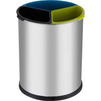 Papirkurv, V-Part, stål mat, stål, 3-rums, 3x3,5 l