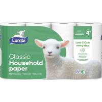 Køkkenrulle, Lambi, 2-lags, 12,33m x 22cm, Ø11,2cm, hvid