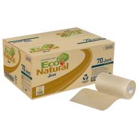 H&aring;ndkl&aelig;derulle, Lucart T3 Natural, 2-lags, Mini, 70m x 22,8cm, &Oslash;13cm, ubleget, genanvendt papir