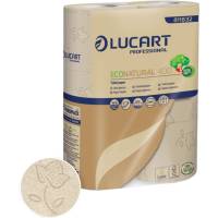 Toiletpapir, Lucart T3 Natural, 2-lags, 44m x 9,6cm, &Oslash;12cm, ubleget