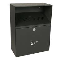 Askebæger, V-Part, sort, pulverlakeret stål, med metal inderspand, inkl. nøgle