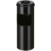 Affaldsspand med askebæger, V-Part, sort, pulverlakeret stål, 30 l