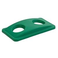 Låg, Rubbermaid Slim Jim, grøn, PE, med 2 huller, til kildesortering af flasker