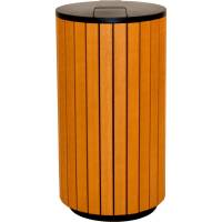 Udendørs affaldsspand, V-Part, træ, plast/pulverlakeret stål, 90 l, med sort låg og sækkeholder, ...