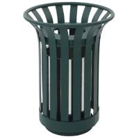 Udendørs affaldsspand, V-Part, grøn, stål, 40 l, rund, medium. inderspand i metal, ilddæmpende, t...