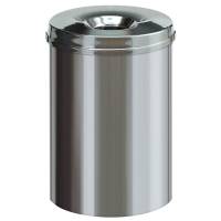 Brandhæmmende affaldsspand, V-Part, stål, rustfrit stål, 30 l