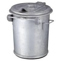 Affaldsspand, V-Part, grå, galvaniseret stål, 70 l, ilddæmpende, udendørs