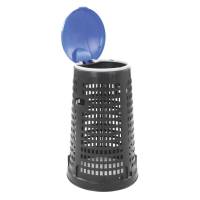 Affaldsstativ, V-Part, sort, plast, 110 l, med blåt låg og sækkeholder